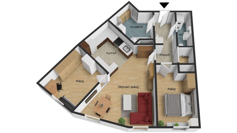 Světlý byt 3+kk, 79 m² s vlastním zastřešeným parkovacím stáním na skvělé adrese ve Zlíně