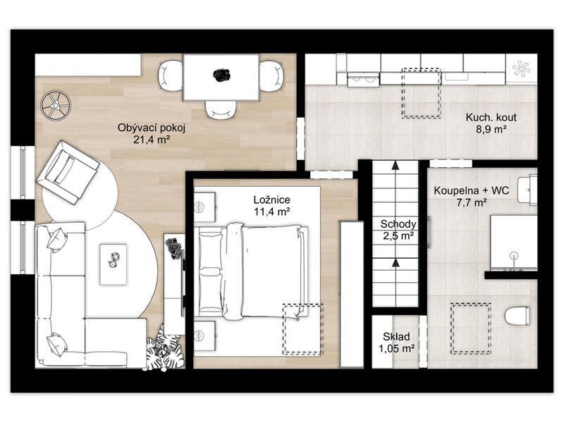 Nový byt 2+1, 60 m², parkování u domu, klidná lokalita Zlín – Příluky