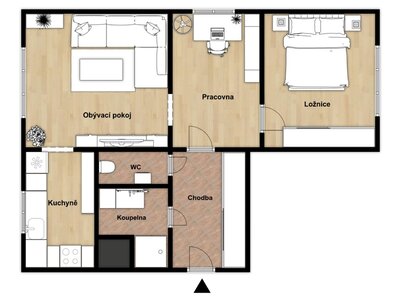 Pronájem bytu 3+1 na Chelčického ulici ve Zlíně-Malenovicích