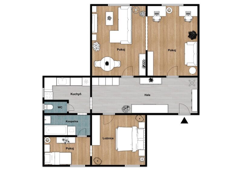 Pronájem prostorného bytu 3+kk, 95 m², přímo na náměstí Míru ve Zlíně